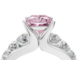 White gold Fancy Pink Princess  Brilliant Solitaire with Side Stones on a Pave Band and Four-Prong Setting_57