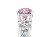 White gold Fancy Pink Princess  Brilliant Solitaire with Side Stones on a Pave Band and Four-Prong Setting_58