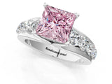 White gold Fancy Pink Princess  Brilliant Solitaire with Side Stones on a Pave Band and Four-Prong Setting_61