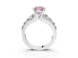 White gold Fancy Pink Princess  Brilliant Solitaire with Side Stones on a Pave Band and Four-Prong Setting_63