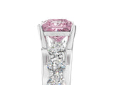 White gold Fancy Pink Princess  Brilliant Solitaire with Side Stones on a Pave Band and Four-Prong Setting_65
