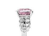 White gold Fancy Pink Princess  Cluster Diamond Engagement Ring with Pavé Band and Four-Prong Setting_5