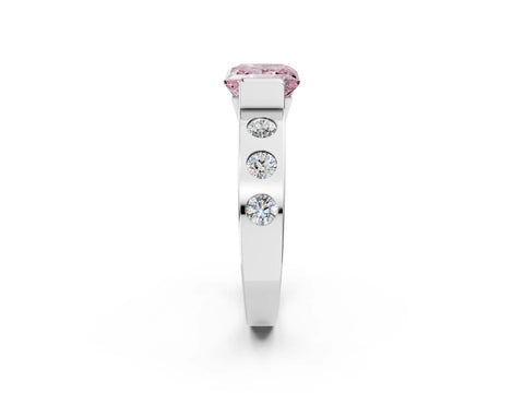 White gold Fancy Pink Princess Cut Brilliant Channel-Set Diamond Ring with Bezel Prong Setting_14