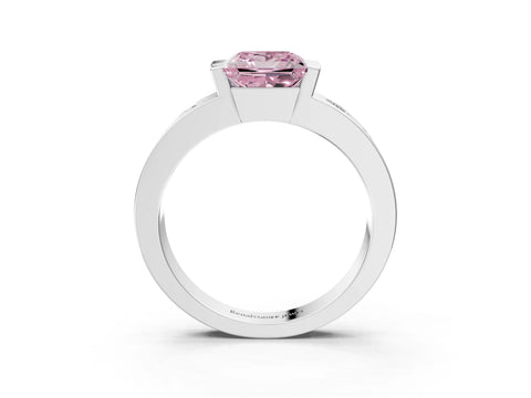 White gold Fancy Pink Princess Cut Brilliant Channel-Set Diamond Ring with Bezel Prong Setting_15