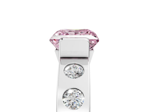 White gold Fancy Pink Princess Cut Brilliant Channel-Set Diamond Ring with Bezel Prong Setting_17