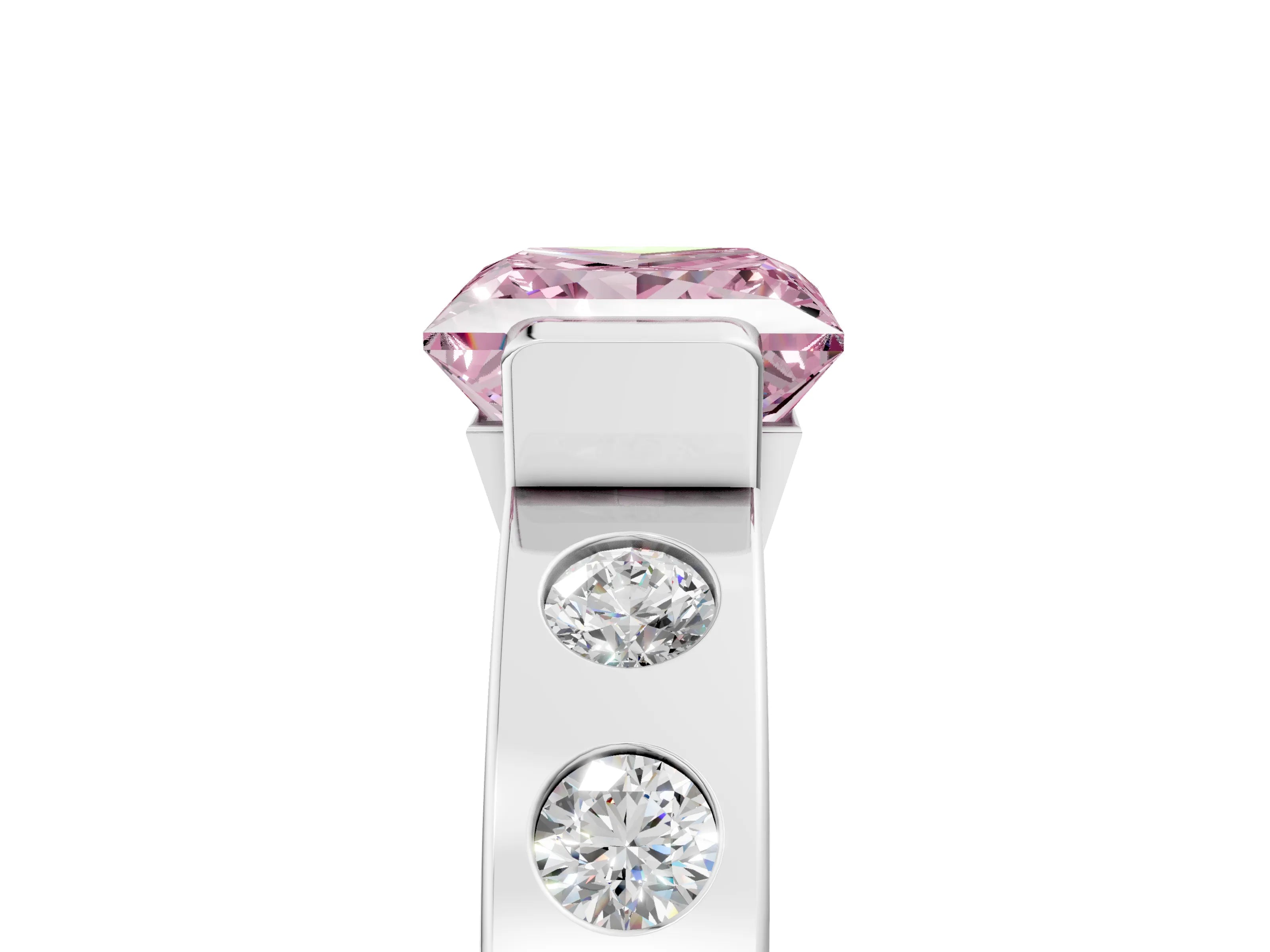 White gold Fancy Pink Princess Cut Brilliant Channel-Set Diamond Ring with Bezel Prong Setting_17