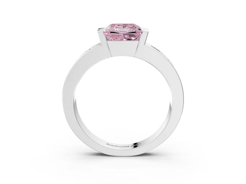 White gold Fancy Pink Princess Cut Brilliant Channel-Set Diamond Ring with Bezel Prong Setting_3