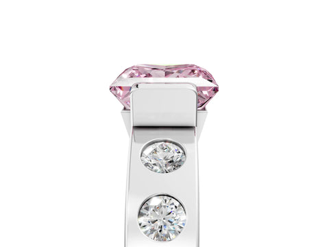 White gold Fancy Pink Princess Cut Brilliant Channel-Set Diamond Ring with Bezel Prong Setting_5