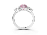 White gold Fancy Pink Princess Cut Brilliant Diamond Cluster Accent Solitaire Ring with Prong Setting_27