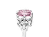 White gold Fancy Pink Princess Cut Brilliant Diamond Cluster Accent Solitaire Ring with Prong Setting_29