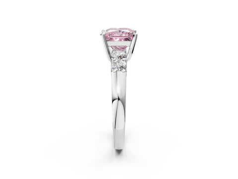 White gold Fancy Pink Princess Cut Brilliant Diamond Five-Stone Engagement Ring with Prong Setting on a Classic Band_5