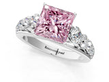 White gold Fancy Pink Princess Cut Brilliant Diamond Pavé Band with Six-Prong Setting_13