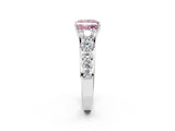 White gold Fancy Pink Princess Cut Brilliant Diamond Pavé Band with Six-Prong Setting_14