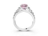 White gold Fancy Pink Princess Cut Brilliant Diamond Pavé Band with Six-Prong Setting_15