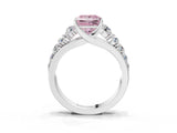 White gold Fancy Pink Princess Cut Brilliant Diamond Pavé Band with Six-Prong Setting_15