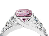 White gold Fancy Pink Princess Cut Brilliant Diamond Pavé Band with Six-Prong Setting_16