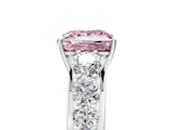White gold Fancy Pink Princess Cut Brilliant Diamond Pavé Band with Six-Prong Setting_17