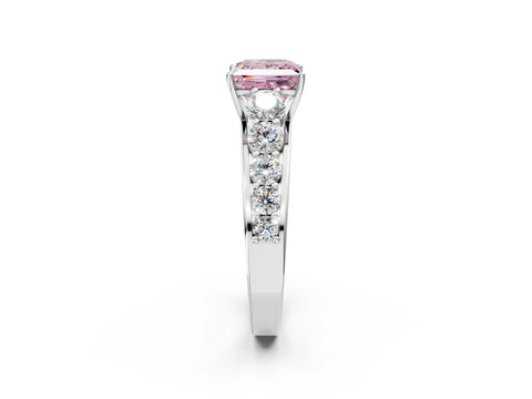 White gold Fancy Pink Princess Cut Brilliant Diamond Pavé Band with Six-Prong Setting_2