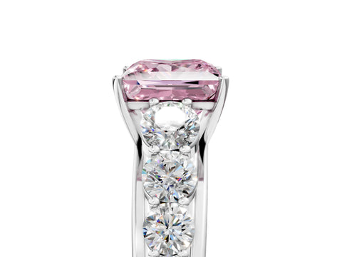 White gold Fancy Pink Princess Cut Brilliant Diamond Pavé Band with Six-Prong Setting_5