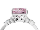 White gold Fancy Pink Princess Cut Brilliant Diamond Solitaire Ring with Pear Side Stones and Four-Prong Setting_10