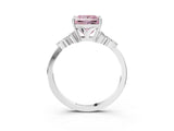White gold Fancy Pink Princess Cut Brilliant Diamond Solitaire Ring with Pear Side Stones and Four-Prong Setting_9
