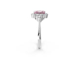 White gold Fancy Pink Princess Cut Brilliant Diamond with Cluster Setting on a Beaded Band and Four-Prong Setting_2