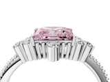 White gold Fancy Pink Princess Cut Brilliant Diamond with Cluster Setting on a Beaded Band and Four-Prong Setting_28
