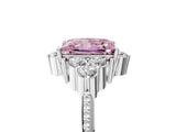 White gold Fancy Pink Princess Cut Brilliant Diamond with Cluster Setting on a Beaded Band and Four-Prong Setting_29