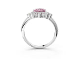 White gold Fancy Pink Princess Cut Brilliant Diamond with Cluster Setting on a Beaded Band and Four-Prong Setting_3