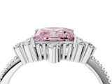 White gold Fancy Pink Princess Cut Brilliant Diamond with Cluster Setting on a Beaded Band and Four-Prong Setting_40