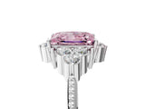 White gold Fancy Pink Princess Cut Brilliant Diamond with Cluster Setting on a Beaded Band and Four-Prong Setting_41