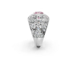White gold Fancy Pink Princess Cut Brilliant Halo Pave Diamond Milgrain Ring_2