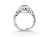 White gold Fancy Pink Princess Cut Brilliant Milgrain Filigree Diamond Ring with Square Prong Setting_3