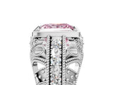 White gold Fancy Pink Princess Cut Brilliant Milgrain Filigree Diamond Ring with Square Prong Setting_5