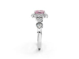 White gold Fancy Pink Princess Cut Brilliant Milgrain Pave Heart Band Solitaire Ring_14