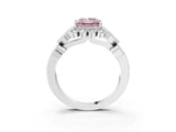 White gold Fancy Pink Princess Cut Brilliant Milgrain Pave Heart Band Solitaire Ring_15