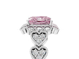 White gold Fancy Pink Princess Cut Brilliant Milgrain Pave Heart Band Solitaire Ring_17