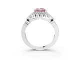 White gold Fancy Pink Princess Cut Brilliant Milgrain Pave Heart Band Solitaire Ring_27