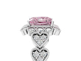 White gold Fancy Pink Princess Cut Brilliant Milgrain Pave Heart Band Solitaire Ring_29
