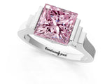 White gold Fancy Pink Princess Cut Brilliant Solitaire Diamond Ring with Channel Set Band and Bar Prong Setting_1