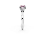 White gold Fancy Pink Princess Cut Brilliant Three-Stone Diamond Ring with Pavé Band and Four-Prong Setting_17