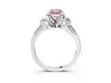 White gold Fancy Pink Princess Cut Brilliant Three-Stone Diamond Ring with Pavé Band and Four-Prong Setting_18