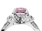 White gold Fancy Pink Princess Cut Brilliant Three-Stone Diamond Ring with Pavé Band and Four-Prong Setting_19