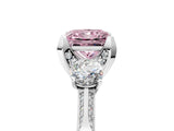 White gold Fancy Pink Princess Cut Brilliant Three-Stone Diamond Ring with Pavé Band and Four-Prong Setting_20