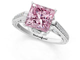 White gold Fancy Pink Princess  Cut Cathedral Pave Diamond Engagement Ring with Six-Prong Setting_33