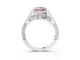 White gold Fancy Pink Princess  Cut Cathedral Pave Diamond Engagement Ring with Six-Prong Setting_35