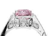 White gold Fancy Pink Princess  Cut Cathedral Pave Diamond Engagement Ring with Six-Prong Setting_36