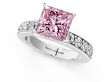 White gold Fancy Pink Princess  Cut Channel Set Diamond Engagement Ring with Four-Prong Setting_1