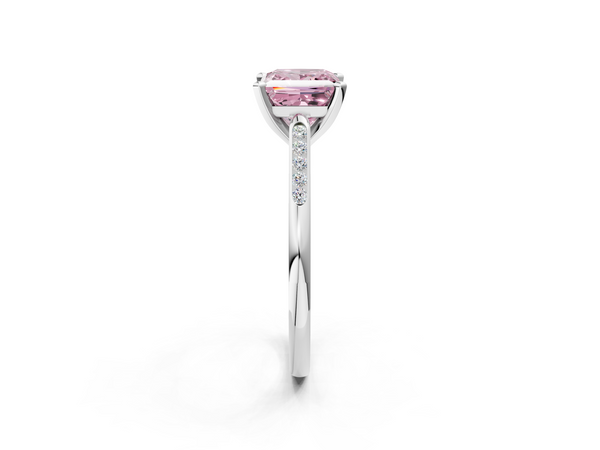 Platinum Princess Cut Channel Set Engagement Ring Setting for Fancy Pink Center
