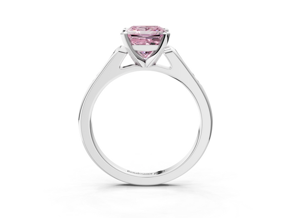 Platinum Princess Cut Channel Set Engagement Ring Setting for Fancy Pink Center